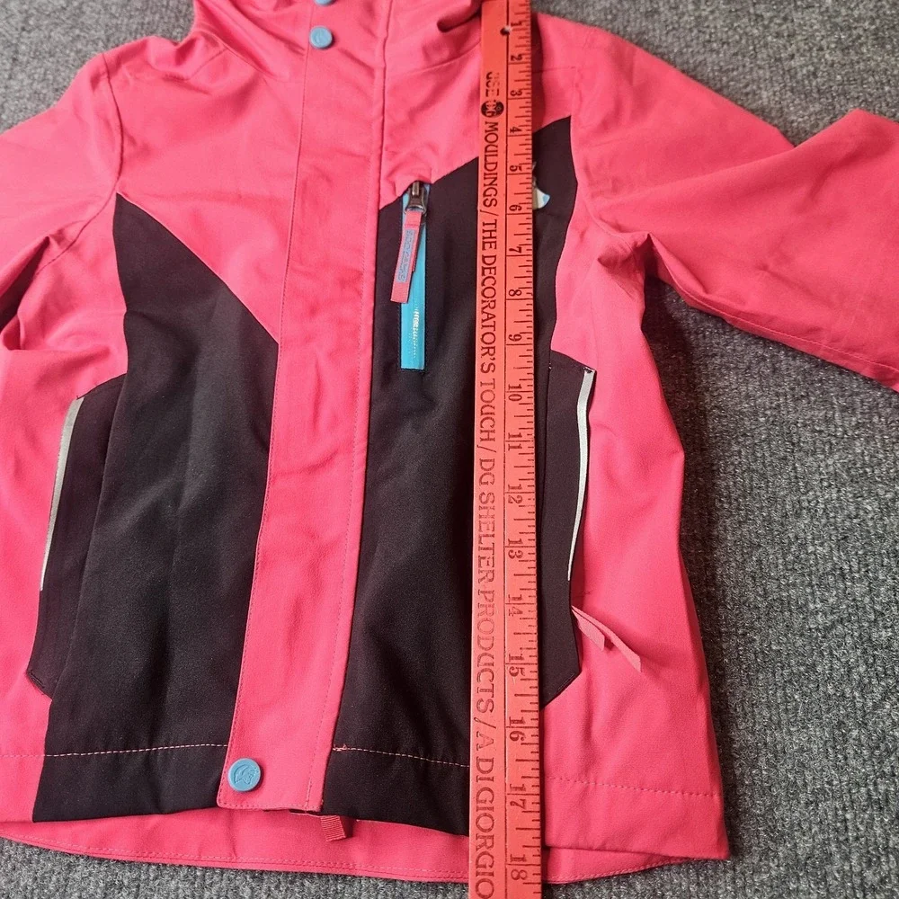 Shred Dog Kids Hard Shell Ski Jacket Size 4 Pink Waterproof‎ Adjustable